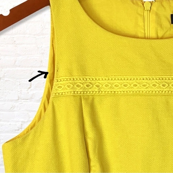 J. Crew Sleeveless Yellow Pleated Dress with Lace Trim - Picture 6 of 9